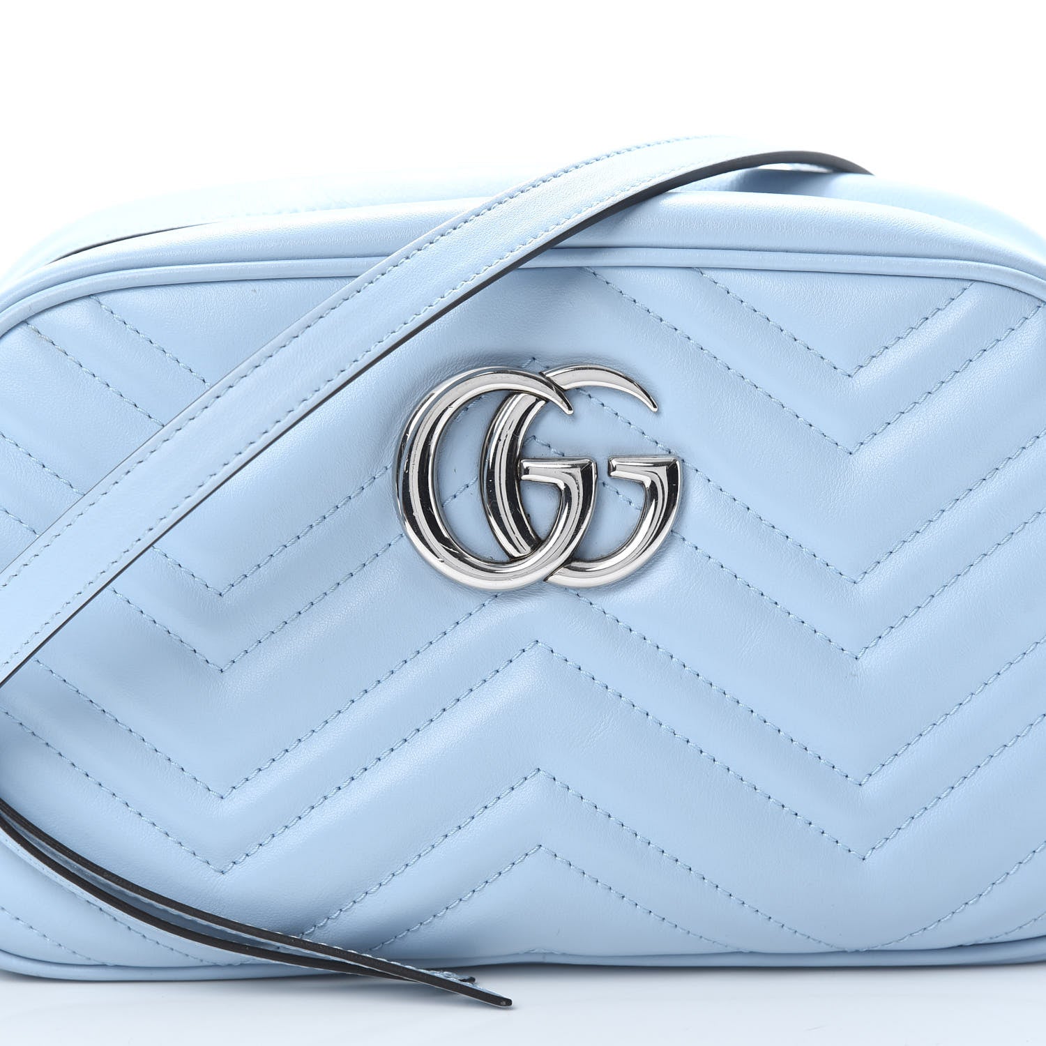 Gucci Calfskin Matelasse Small GG Marmont Chain Shoulder Bag Porcelain Light Blue 8 of 10