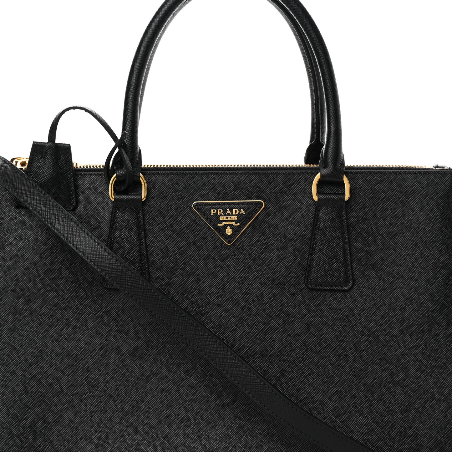 Saffiano Medium Galleria Double Zip Tote Black