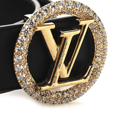 Louis Vuitton Calfskin Crystal 35MM LV Circle Tresor Belt 80 32 Black 6 of 6