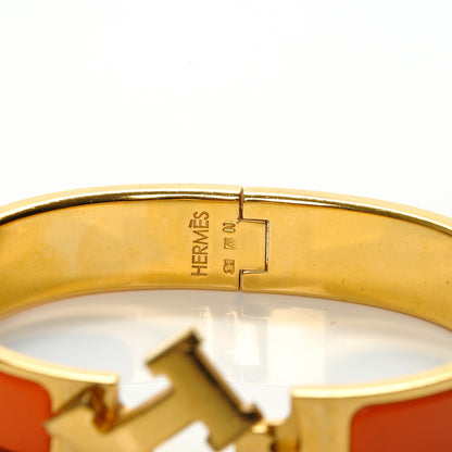 Hermes Enamel Narrow Clic Clac H Bracelet PM Orange 5 of 5