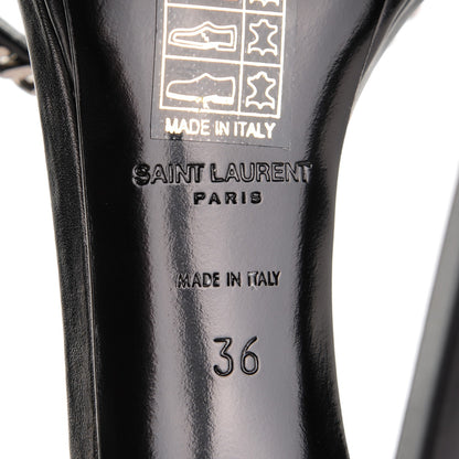 Saint Laurent Calfskin Chain Jane 110 Ankle Strap Sandals 36 Black 6 of 8