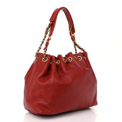 Chanel Grained Calfskin CC Drawstring Bucket Bag Red 4 of 12
