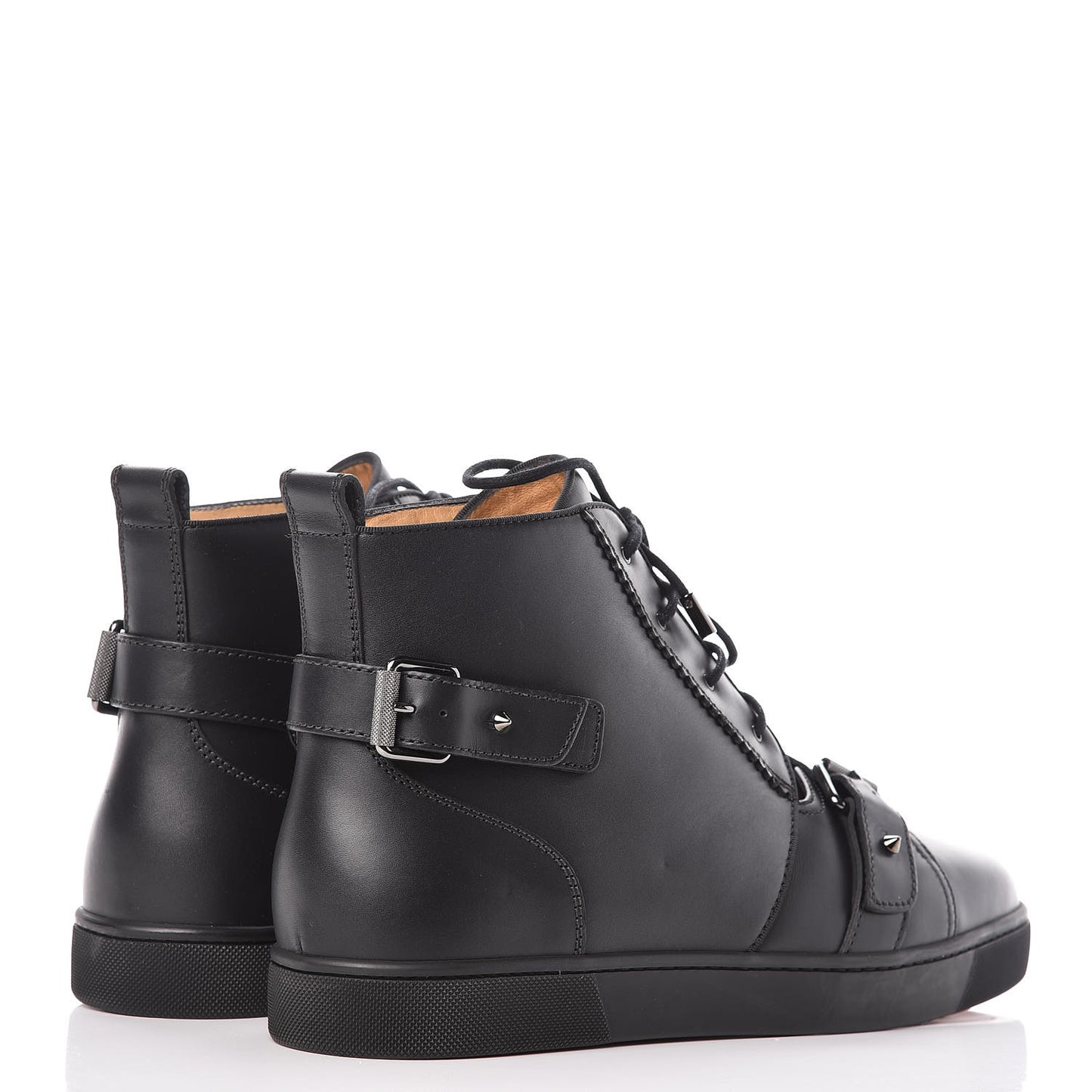 Calfskin Mens Nono Strap Flat Sneakers 45 Black