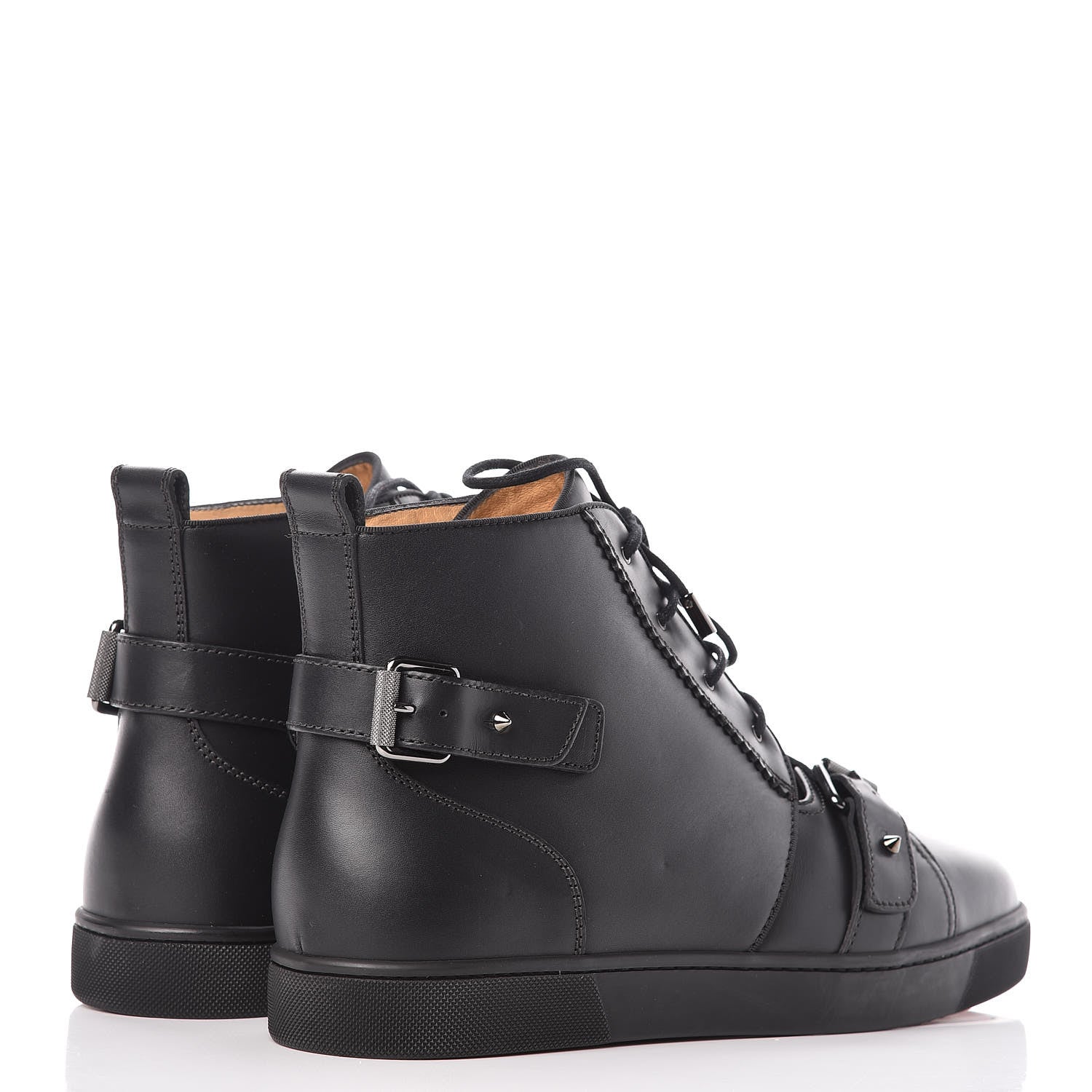 Christian Louboutin Calfskin Mens Nono Strap Flat Sneakers 45 Black 4 of 9