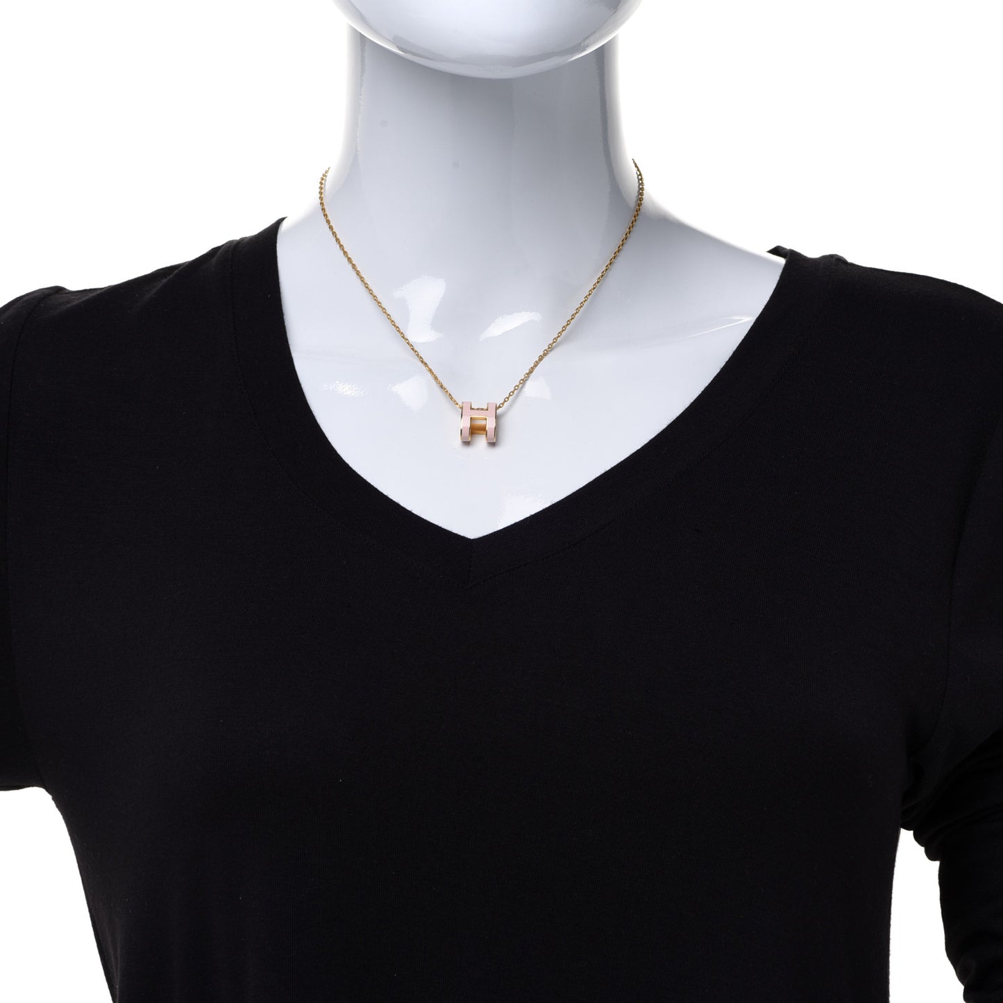 Lacquered Rose Gold Pop H Pendant Necklace Rose Dragee