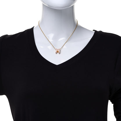 Hermes Lacquered Rose Gold Pop H Pendant Necklace Rose Dragee 2 of 8