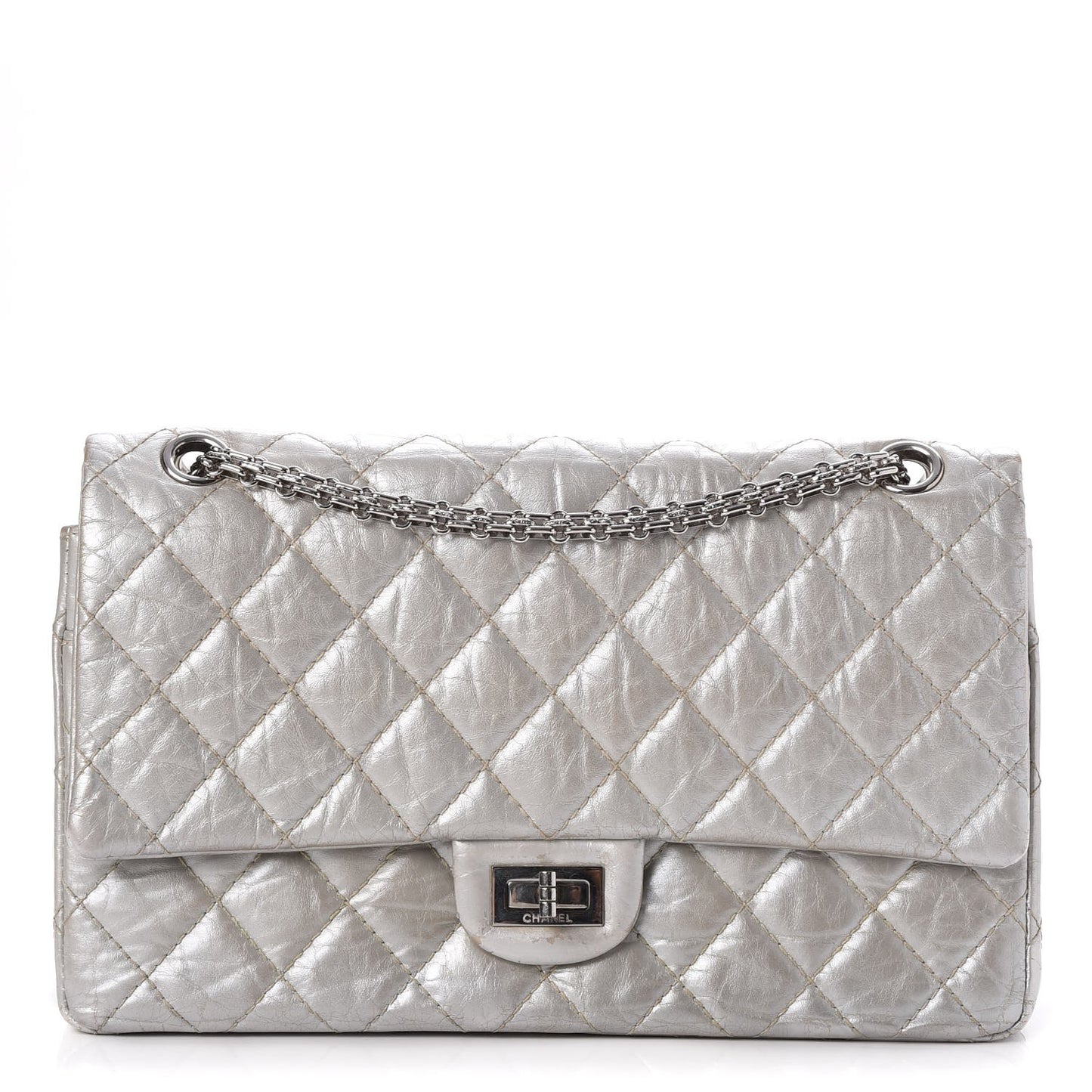 Metallic Aged Calfskin Quilted 2.55 Reissue 226 Flap Silver