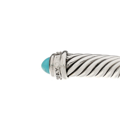 David Yurman Sterling Silver Diamond Turquoise 5mm Cable Classics Bracelet 4 of 4