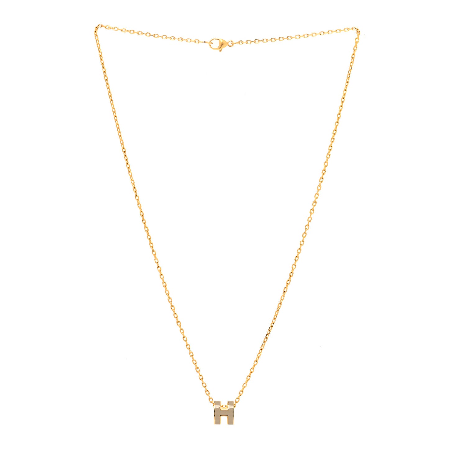 Lacquered Gold Mini Pop H Pendant Necklace Marron Glace