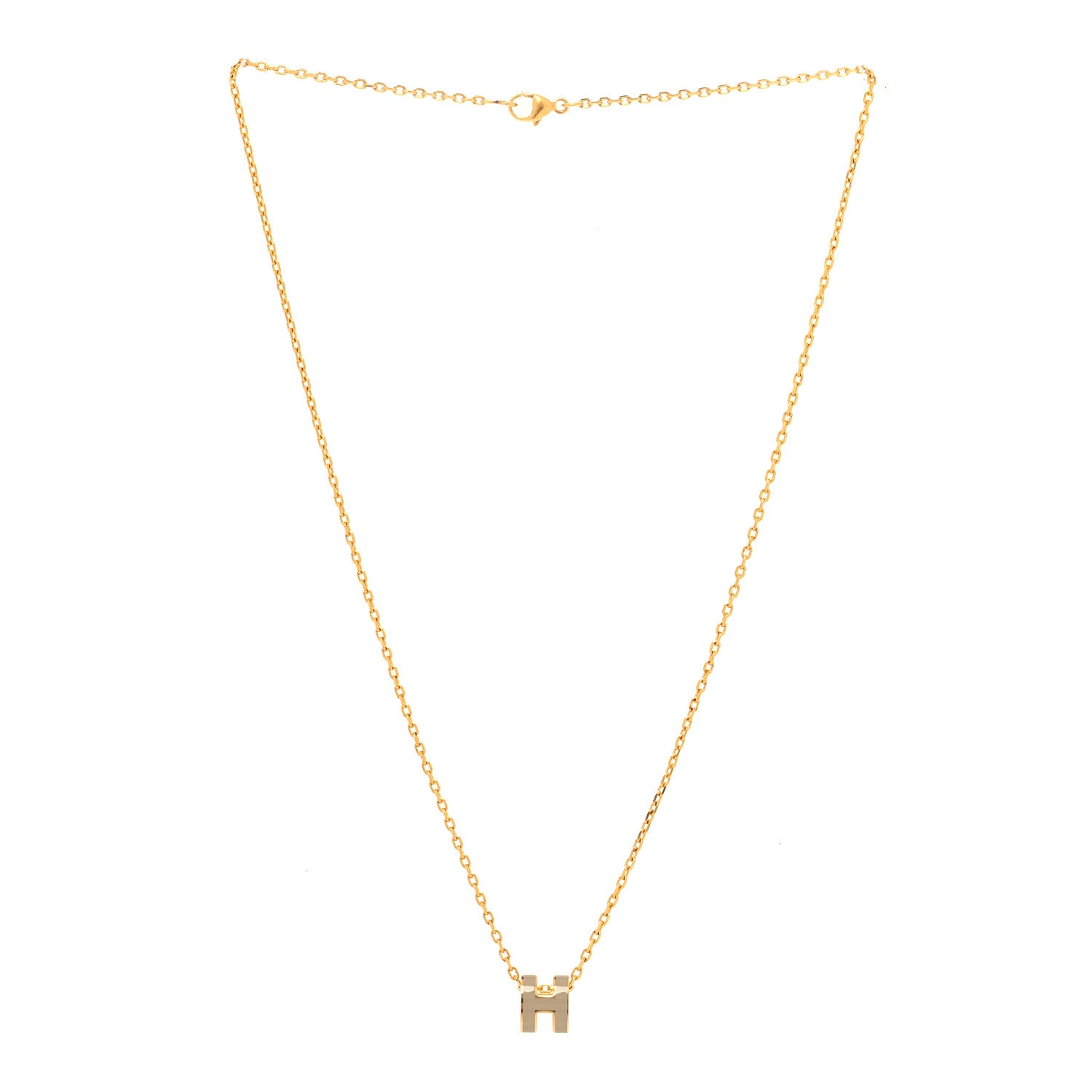 Hermes Lacquered Gold Mini Pop H Pendant Necklace Marron Glace 3 of 6