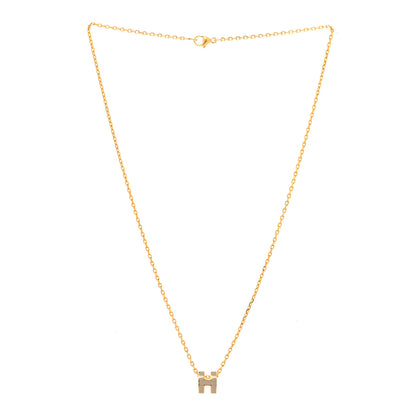 Hermes Lacquered Gold Mini Pop H Pendant Necklace Marron Glace 3 of 6