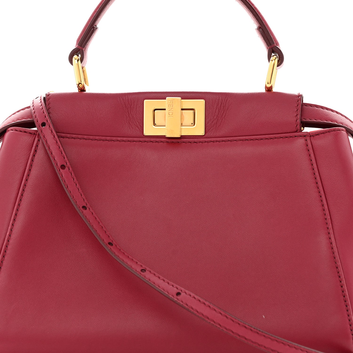 Fendi Nappa Monster Eyes Mini Peekaboo Iconic Satchel Amarena Fiamma 10 of 14