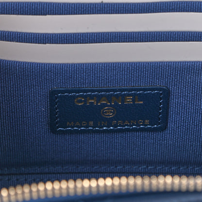 Chanel Lambskin Quilted Small Top Handle Vanity Case With Chain Dark Blue 7 of 11