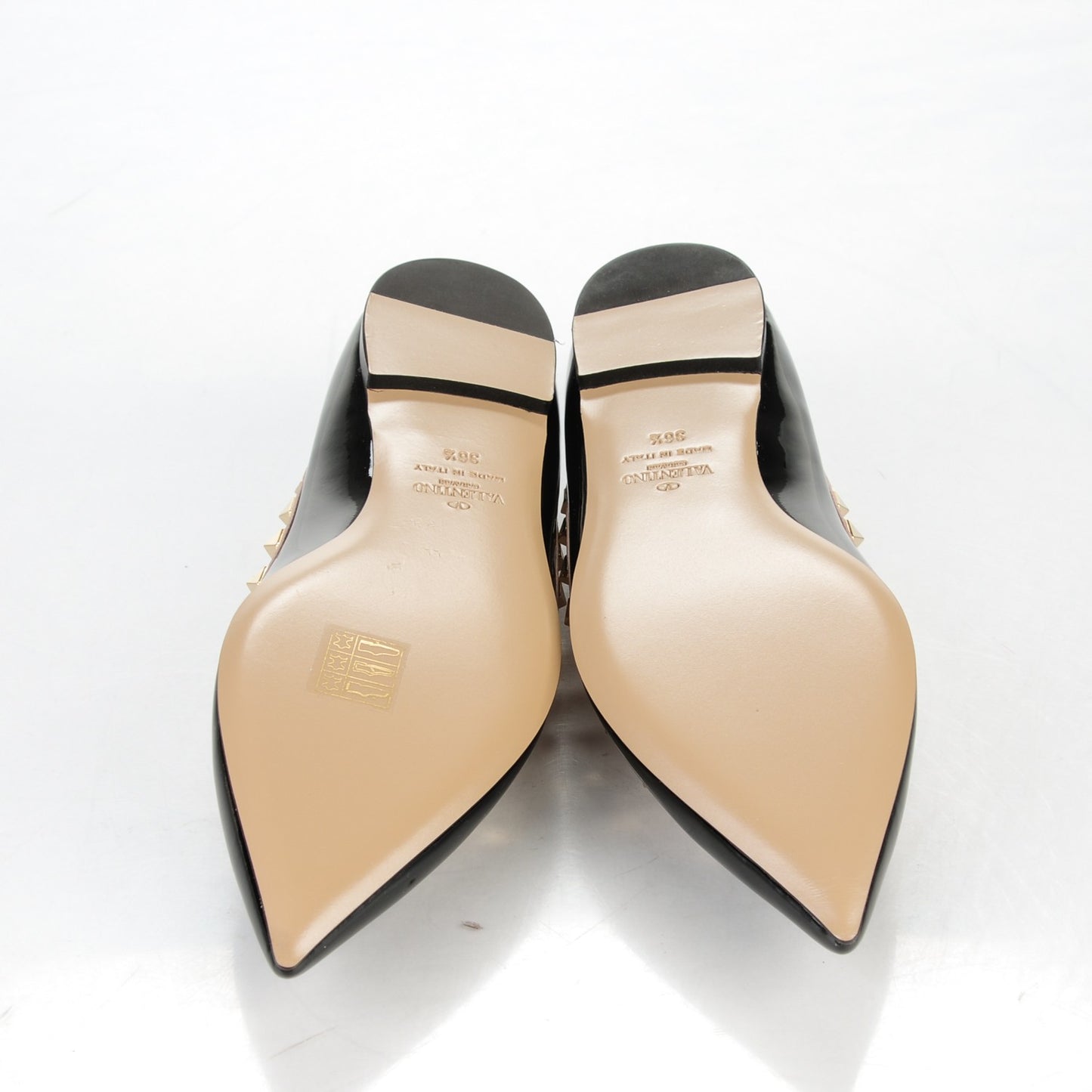 Patent Nappa Rockstud Ballerina Flats 36.5 Black Poudre