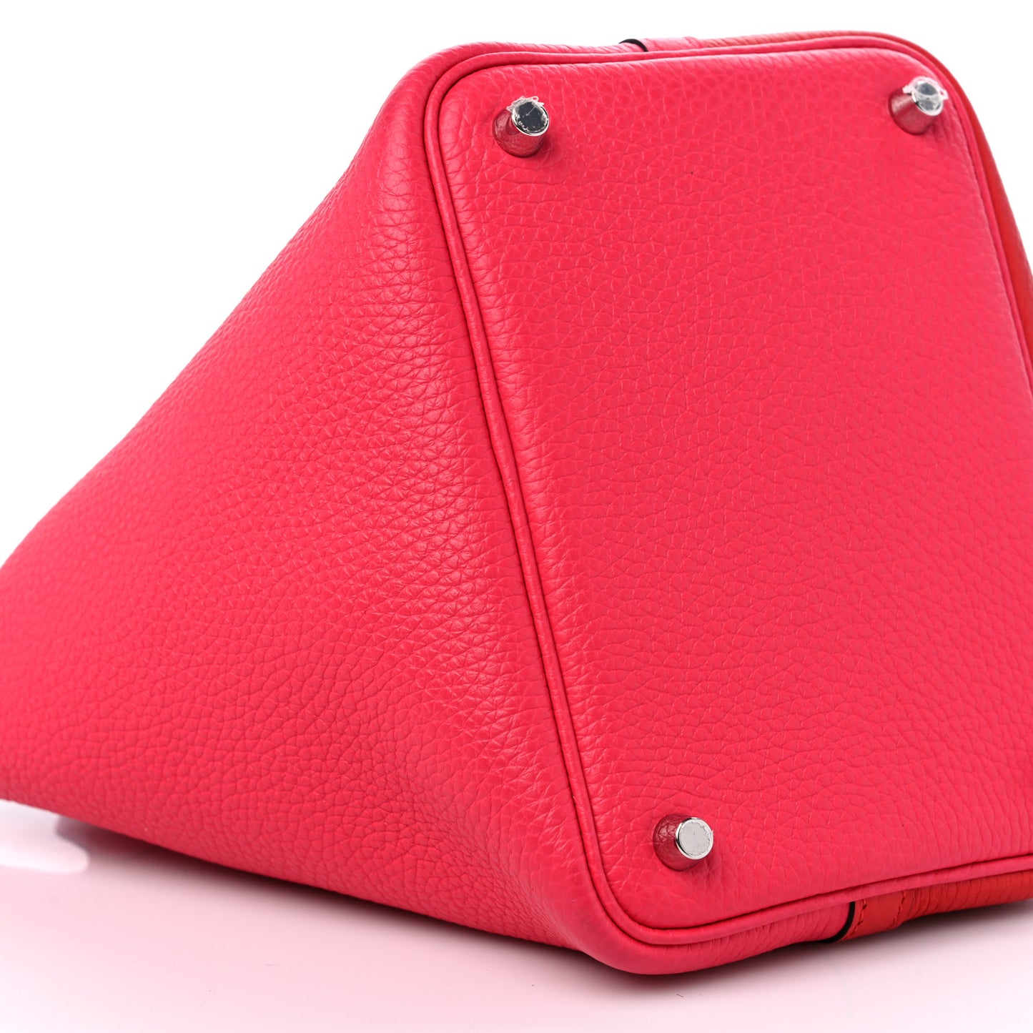 Taurillon Clemence Tri-Color Picotin Lock 18 PM Rouge Coeur Rose Extreme Bleu Zanzibar