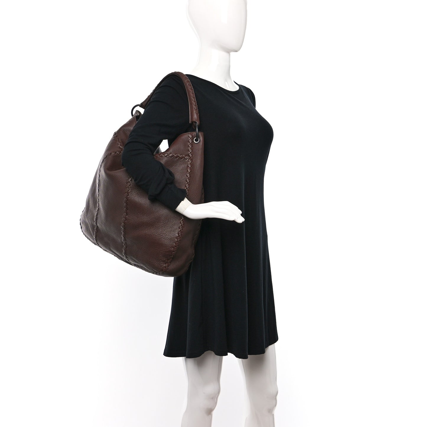 Washed Cervo Deerskin Large Hobo Truffle