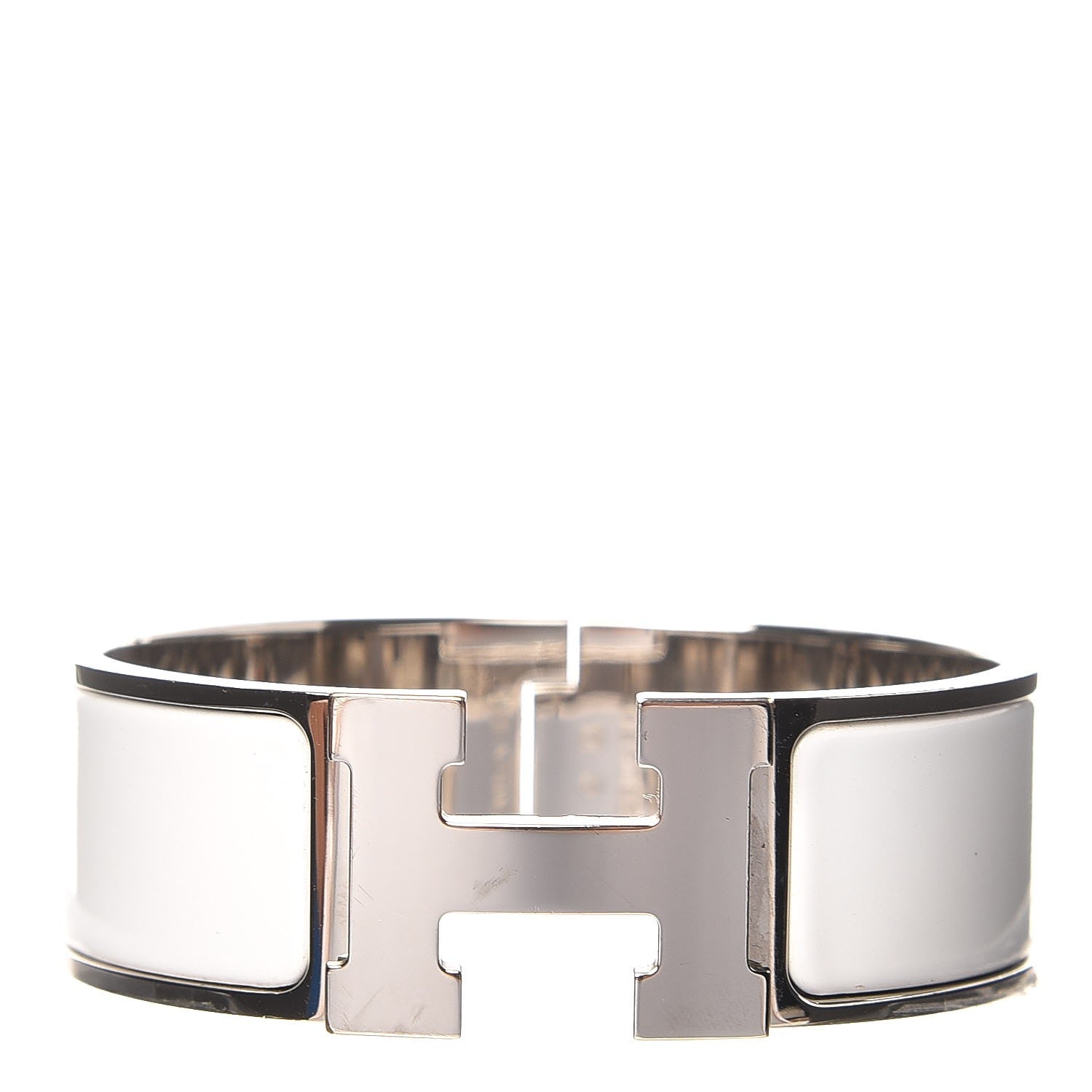 Hermes Enamel Wide Clic Clac H Bracelet PM White 1 of 6