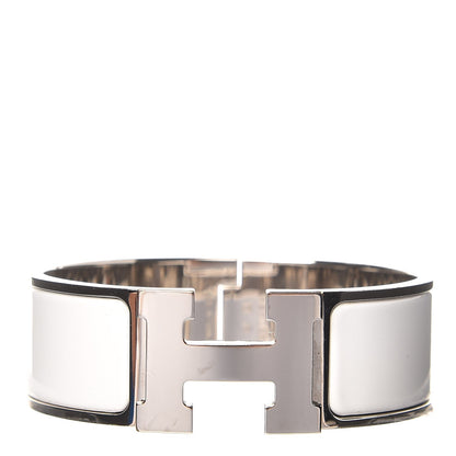 Hermes Enamel Wide Clic Clac H Bracelet PM White 1 of 6