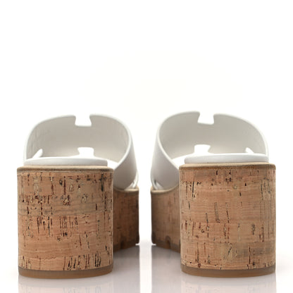 Hermes Calfskin Cork Eze 30 Sandals 38 White 6 of 12