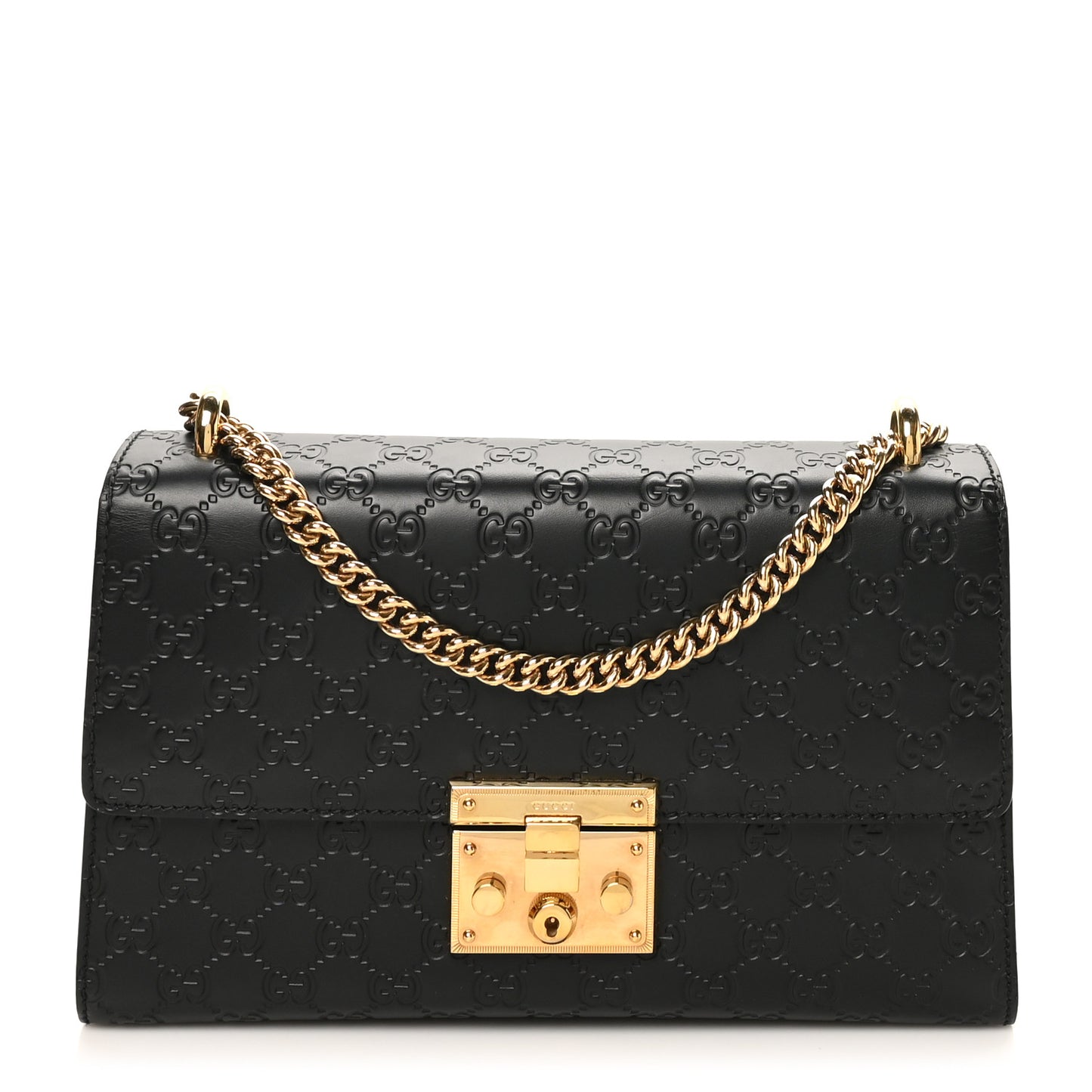 Guccissima Medium Padlock Shoulder Bag Black