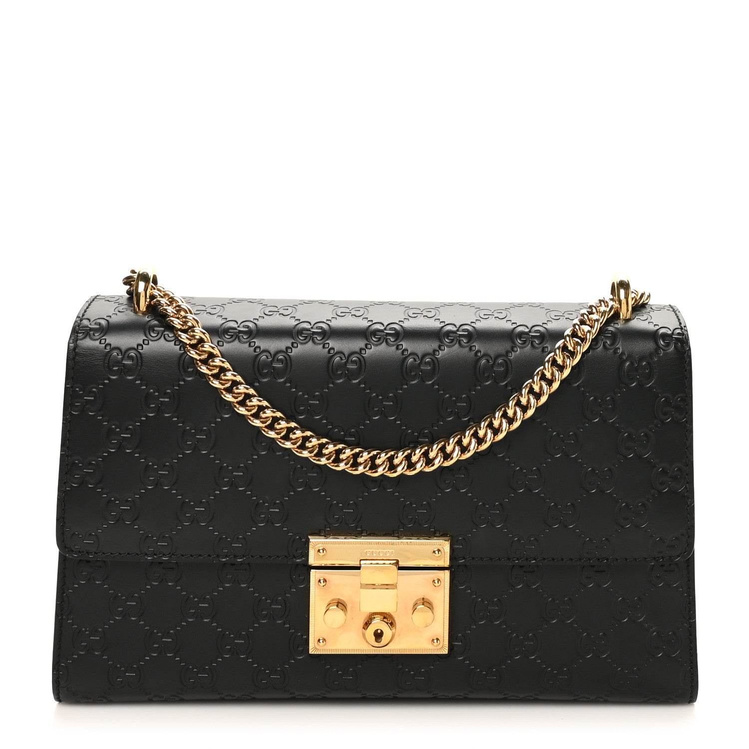 Gucci Guccissima Medium Padlock Shoulder Bag Black 1 of 10