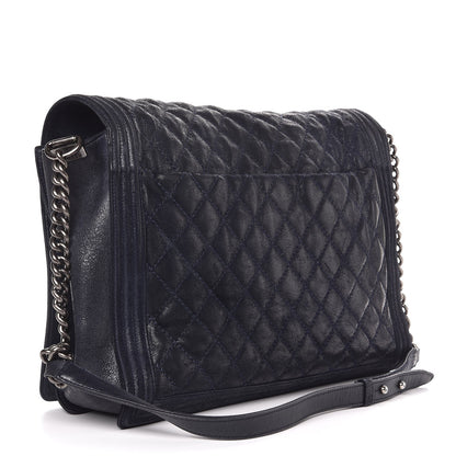Chanel Iridescent Calfskin Large Gentle Boy Flap Navy Blue 3 of 7