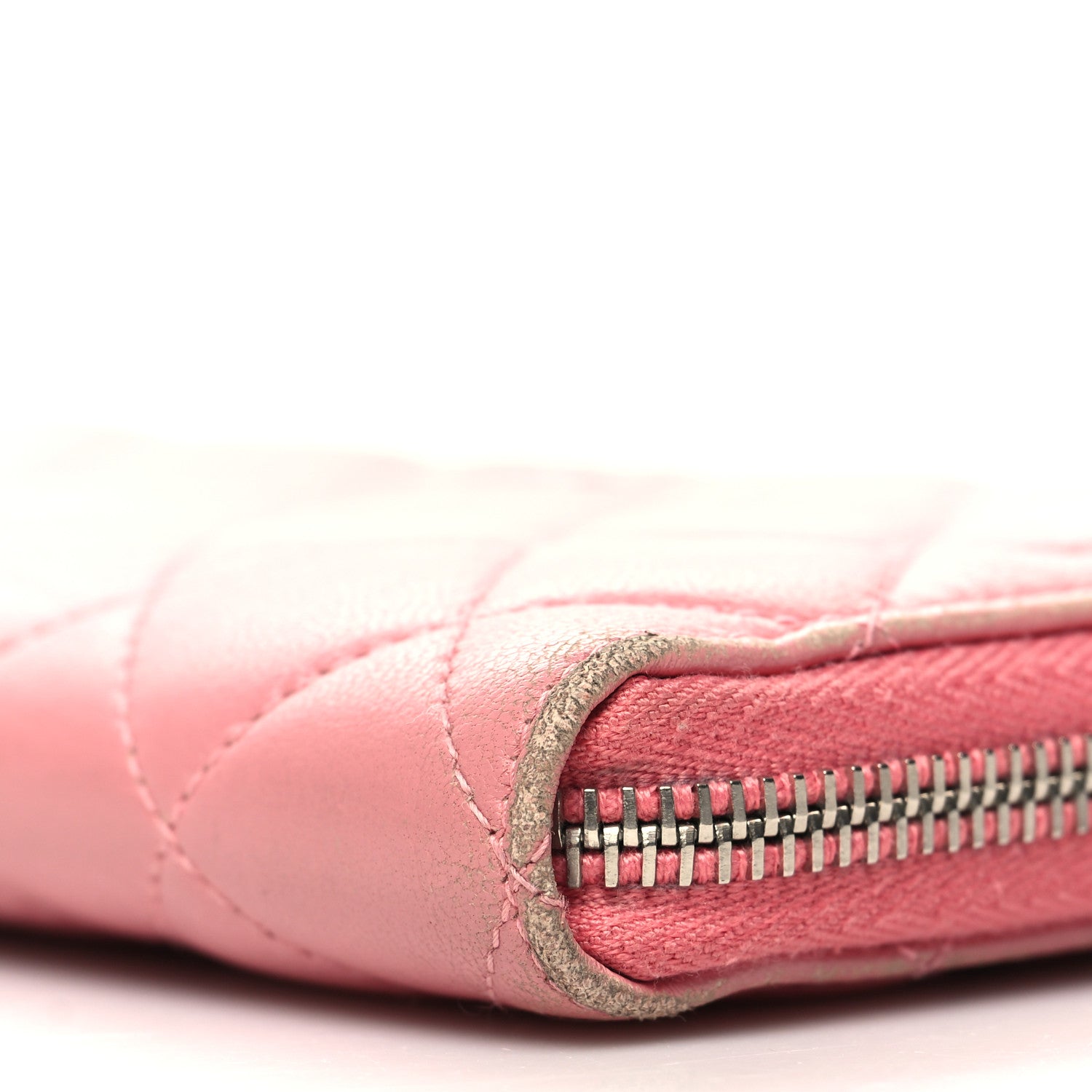 Chanel Lambskin Quilted Large Gusset Zip Around Wallet Pink 12 of 15