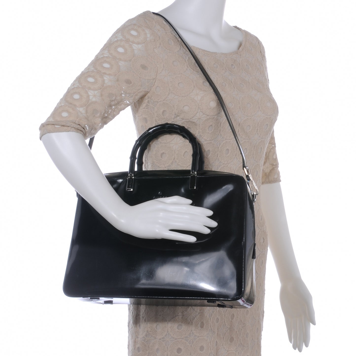 Patent Leather Bamboo Bag Black