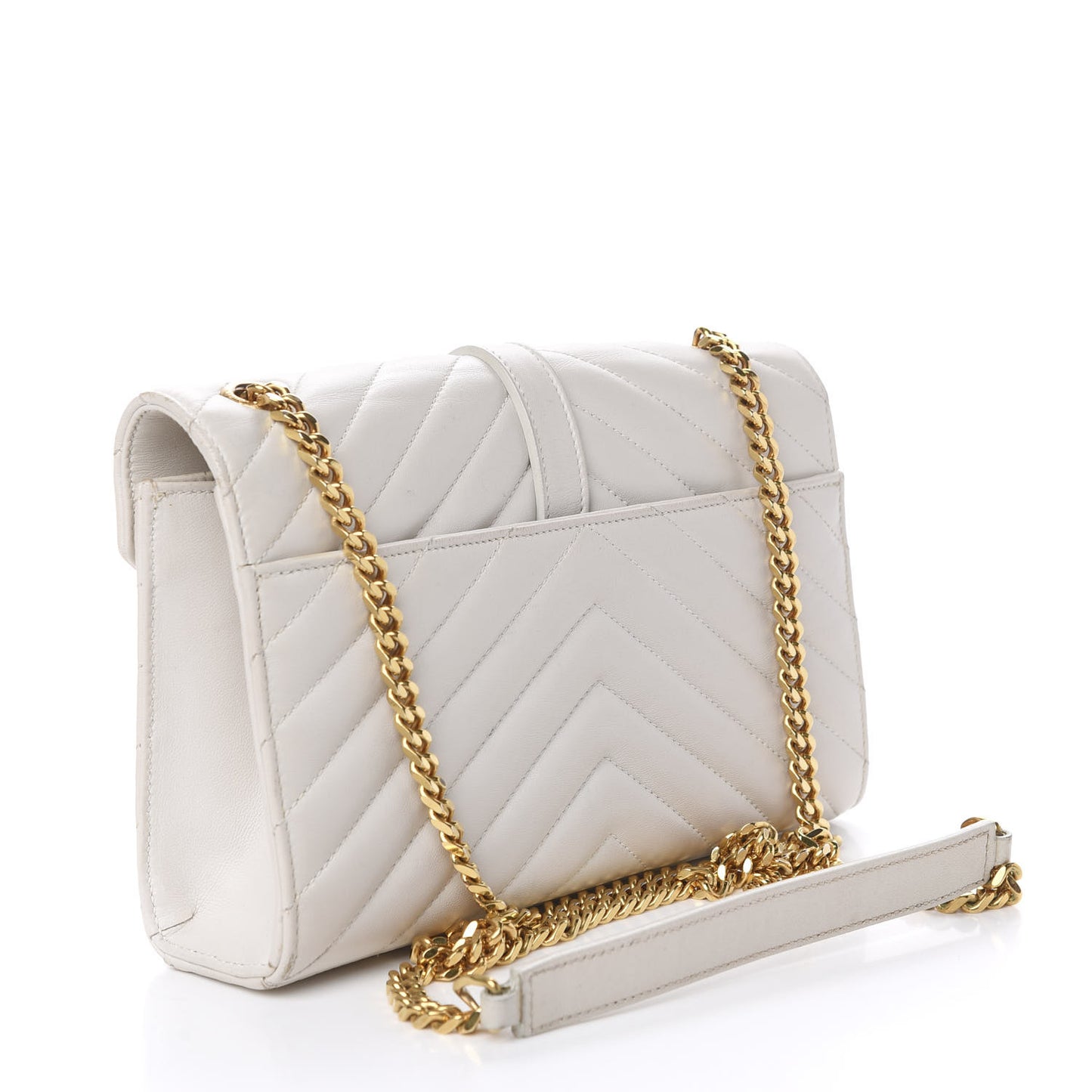 Lambskin Matelasse Chevron Small Monogram Satchel Off White