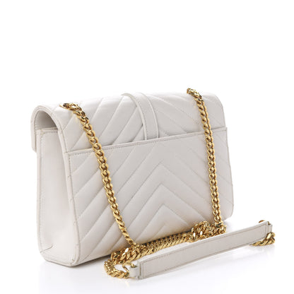 Saint Laurent Lambskin Matelasse Chevron Small Monogram Satchel Off White 3 of 21