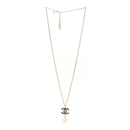 Chanel Enamel Pearl CC Baroque Drop Necklace Black Gold 3 of 6