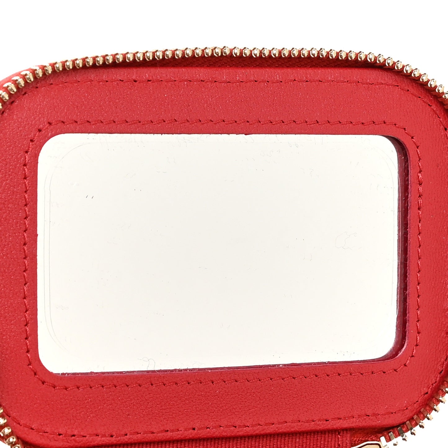 Lambskin Quilted Top Handle Mini Vanity Case With Chain Red