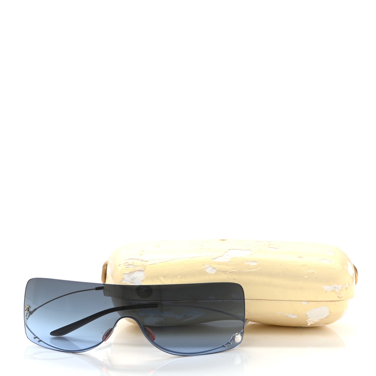 Rimless Shield Pearl Sunglasses 4077 Gradient Blue