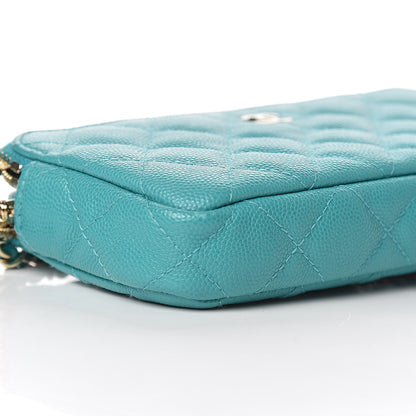 Chanel Caviar Quilted Small Clutch With Chain Turquoise 11 of 13