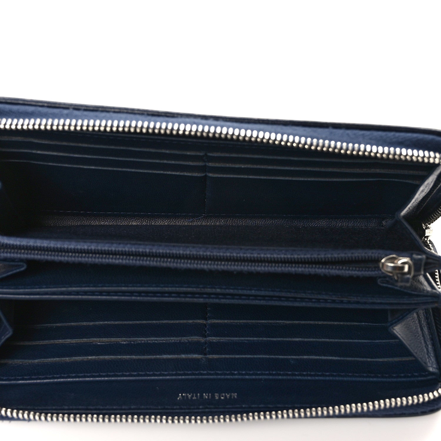 Chanel Calfskin Quilted Large Gusset Zip Around Wallet Blue 4 of 10