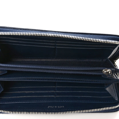 Chanel Calfskin Quilted Large Gusset Zip Around Wallet Blue 4 of 10