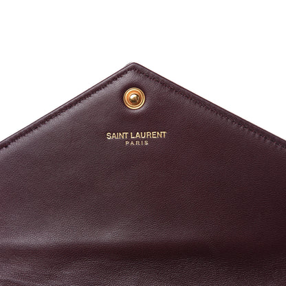Saint Laurent Nappa Matelasse Chevron Monogram Chain Wallet Amaranto 7 of 9