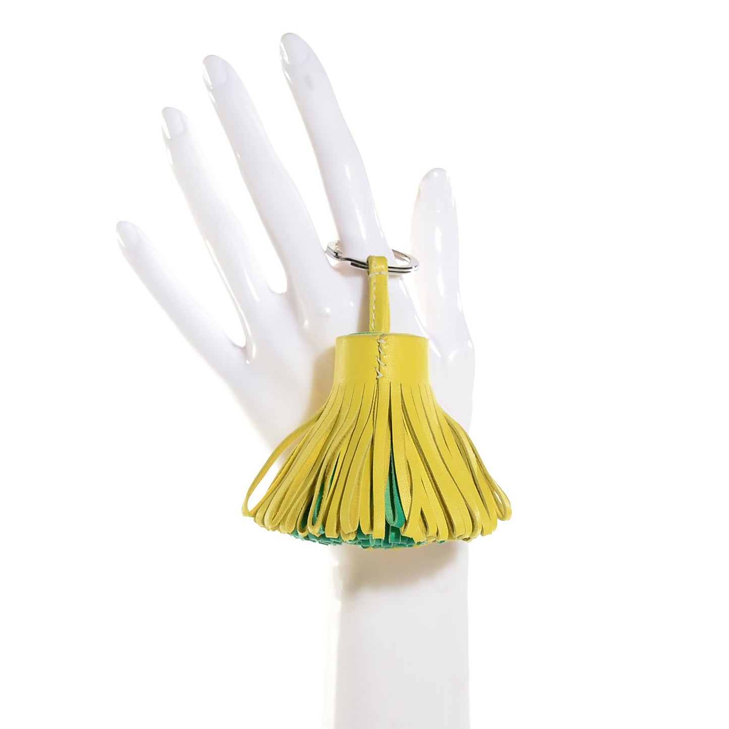 Lambskin Bi-Color Carmen Tassel Key Holder Lime Menthe