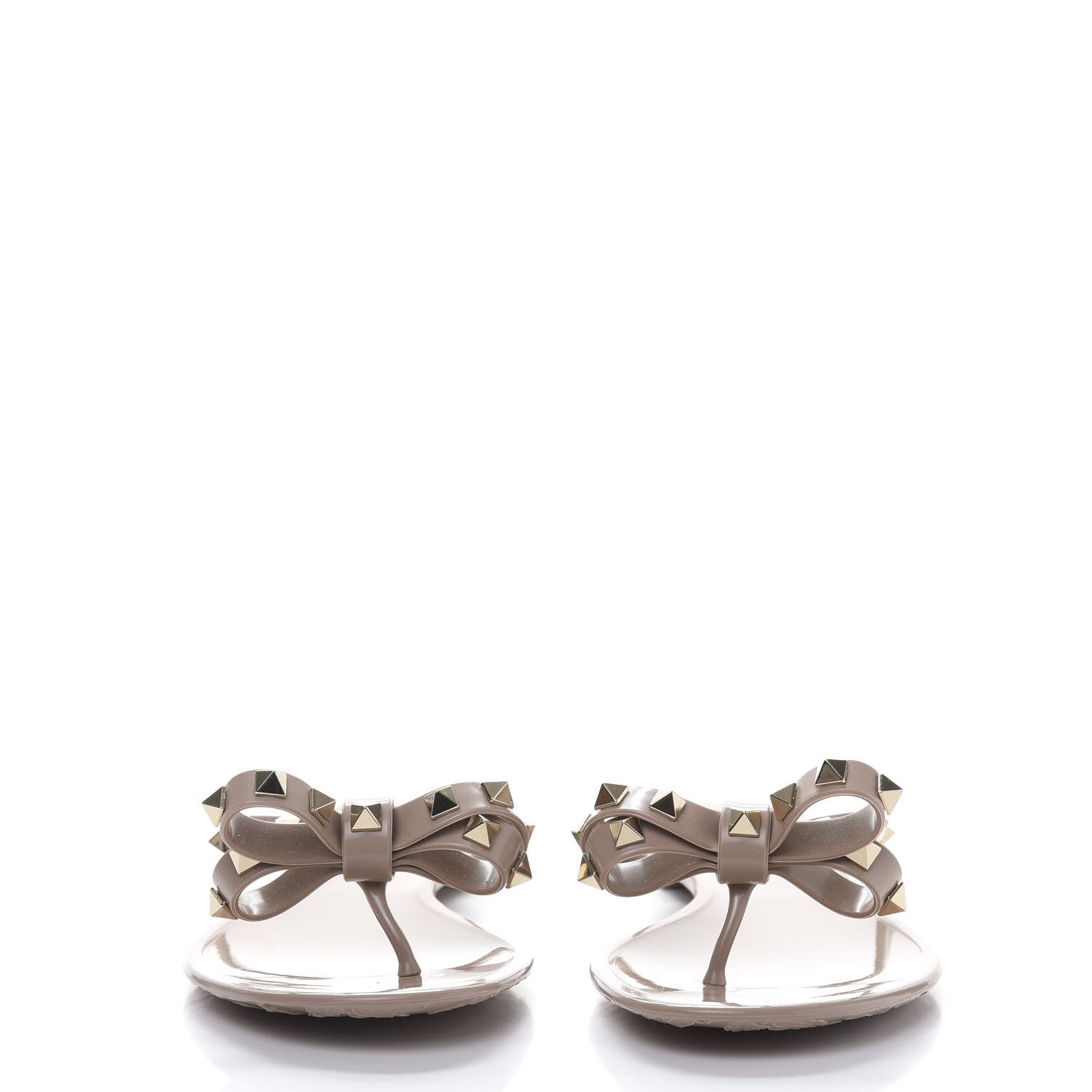 Valentino Garavani PVC Jelly Rockstud Bow Thong Sandals 38 Poudre 2 of 8