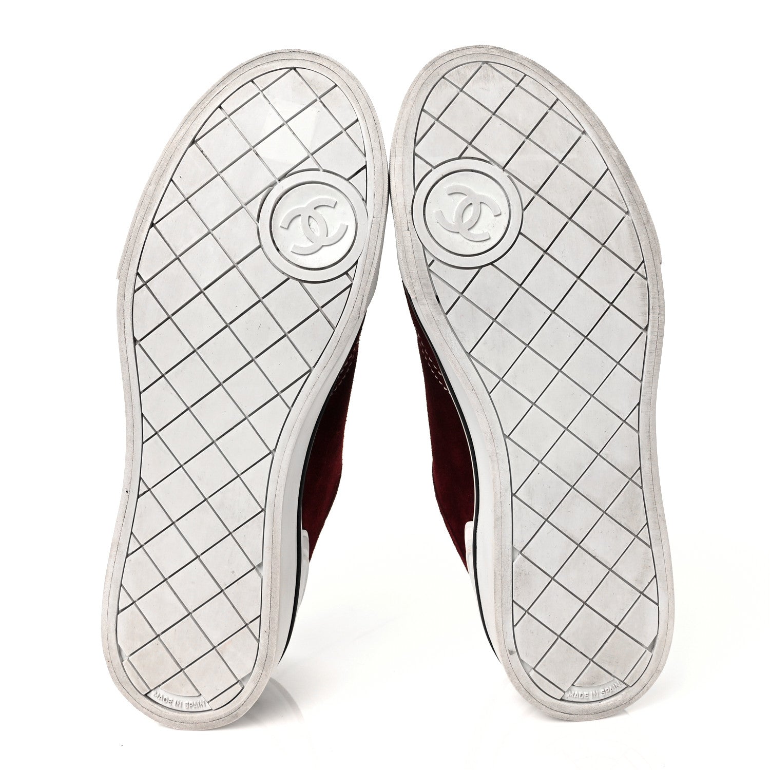 Chanel Suede Lace Up Cap Toe Sneakers 39.5 Burgundy 6 of 10