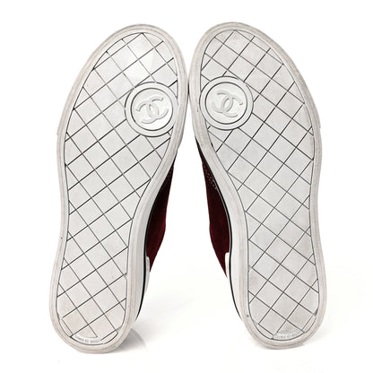 Chanel Suede Lace Up Cap Toe Sneakers 39.5 Burgundy 6 of 10