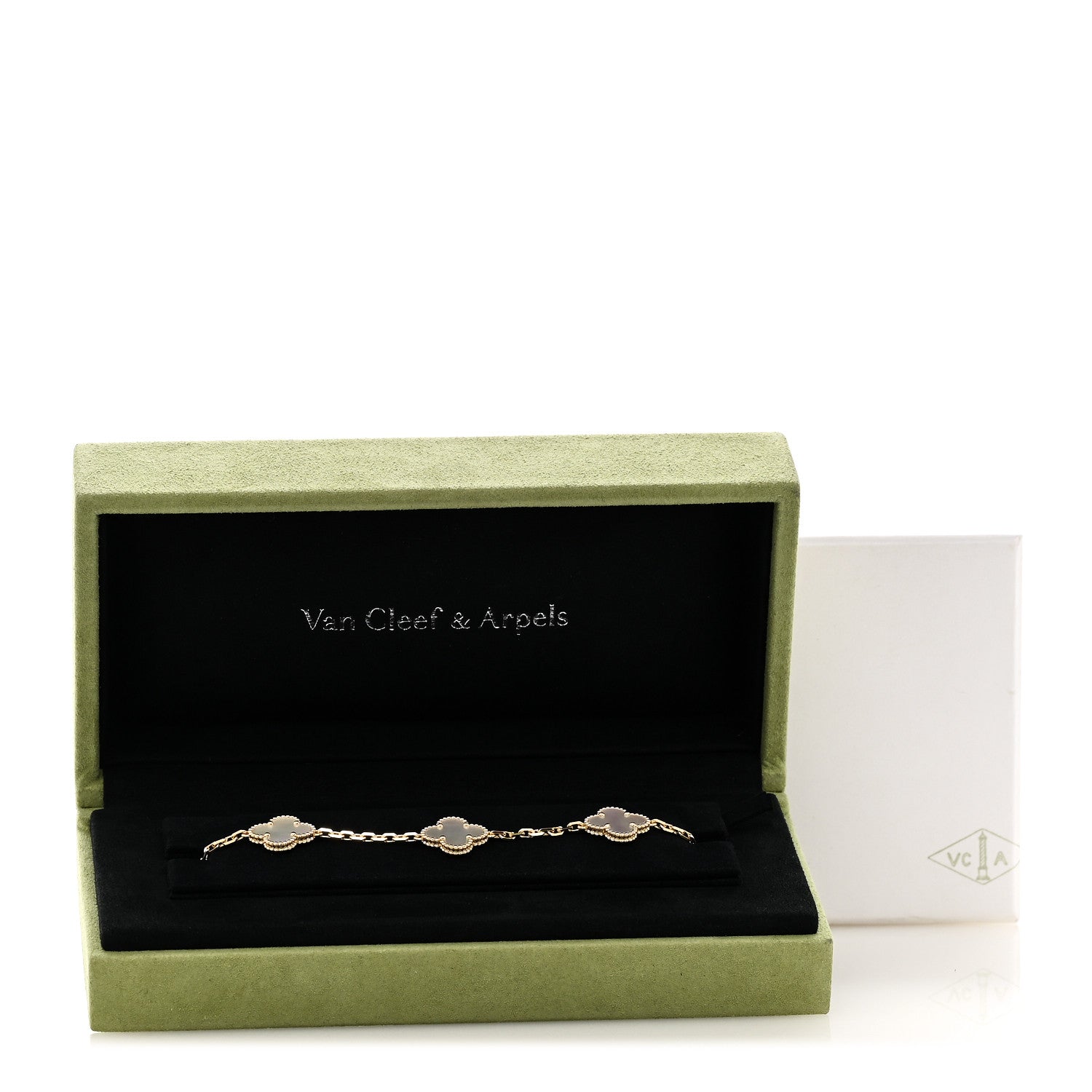 Van Cleef & Arpels 18K Yellow Gold Mother of Pearl 5 Motifs Vintage Alhambra Bracelet 6 of 6
