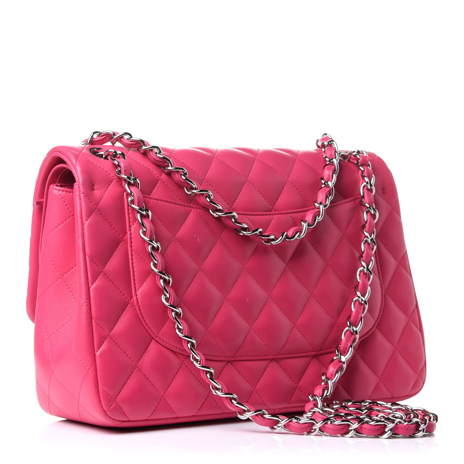 Chanel Lambskin Quilted Jumbo Double Flap Fuchsia 3 of 10