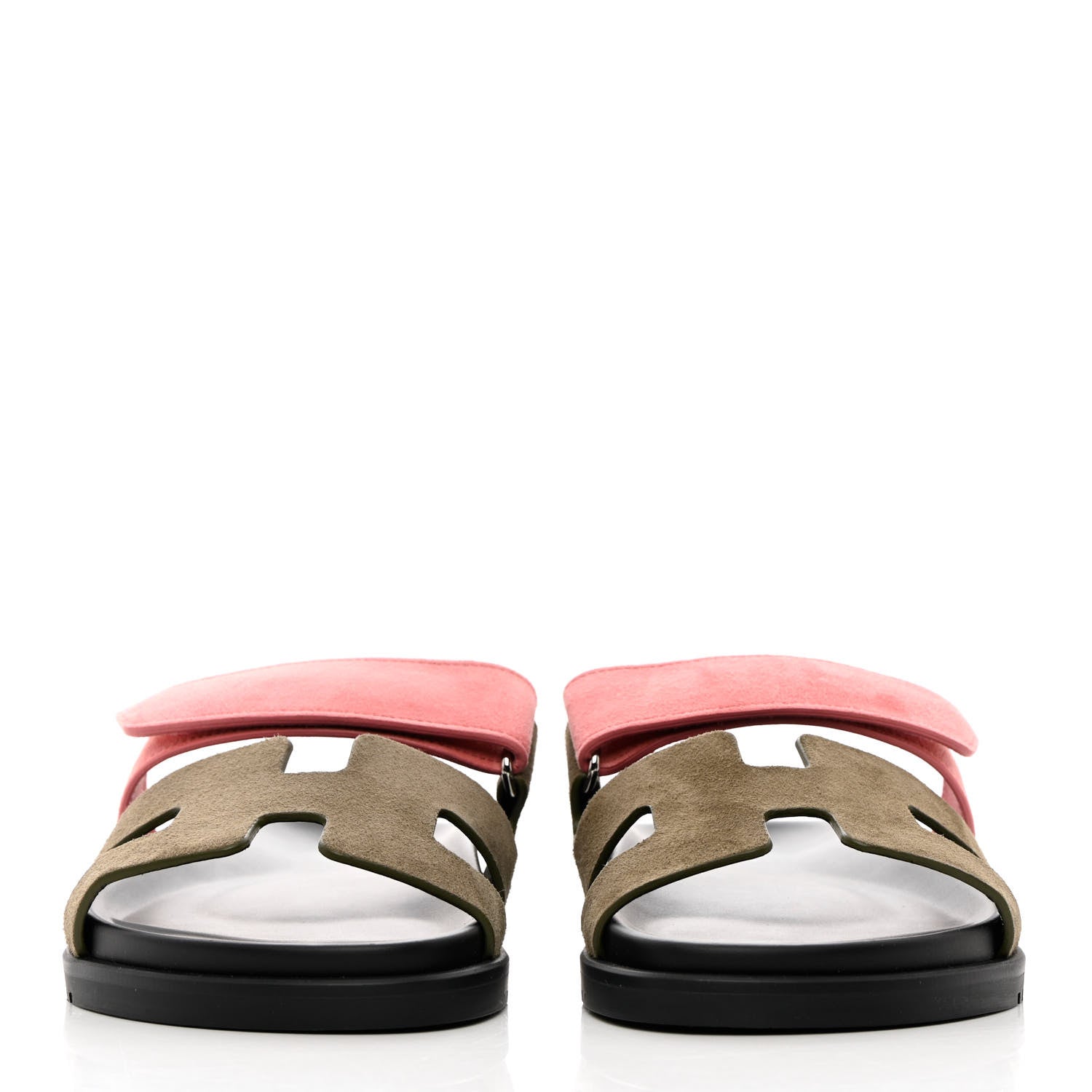 Hermes Suede Goatskin Womens Chypre Sandals 37.5 Toundra Rose Du Desert 2 of 9