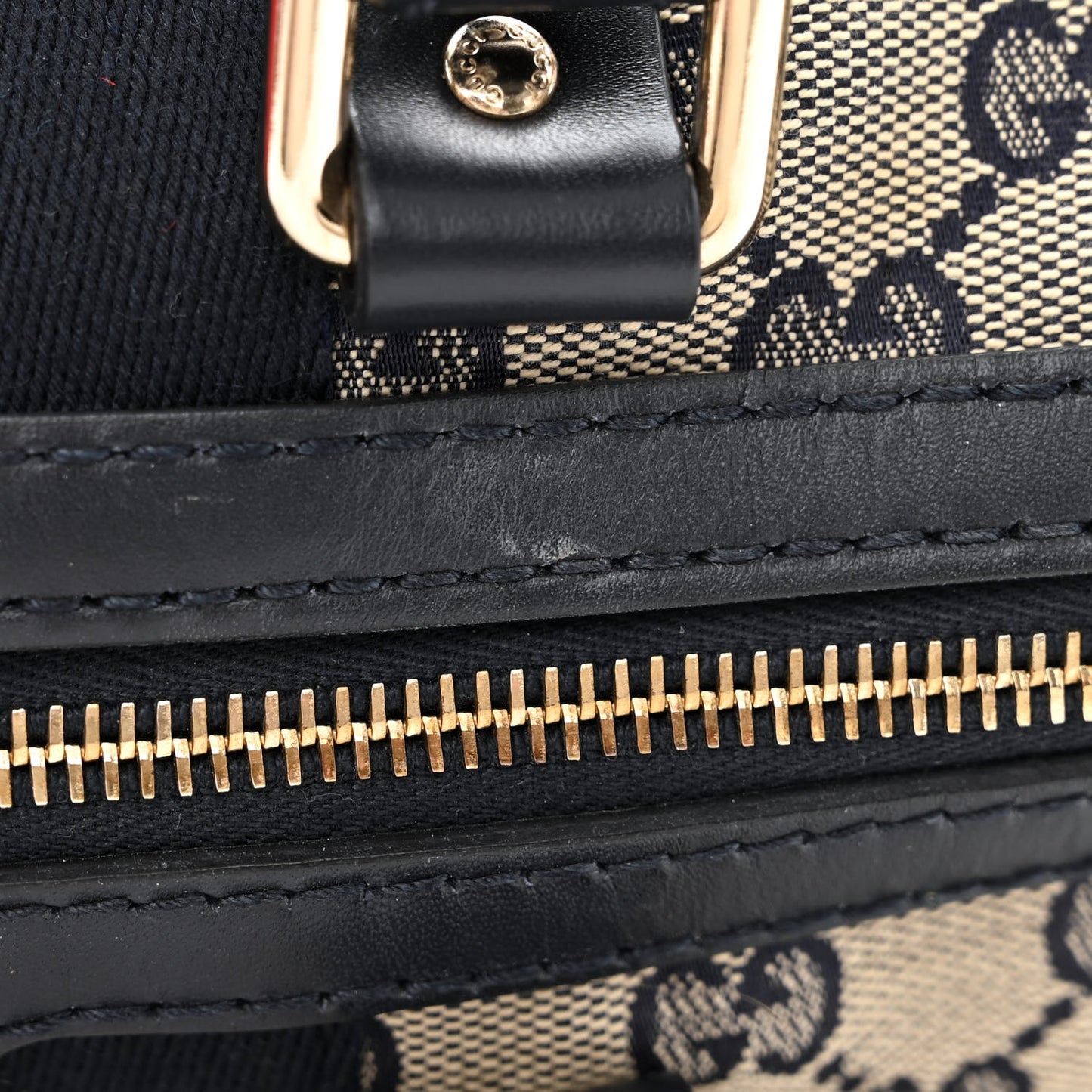 Monogram Selleria Calfskin Vintage Web Medium Boston Beige Blue