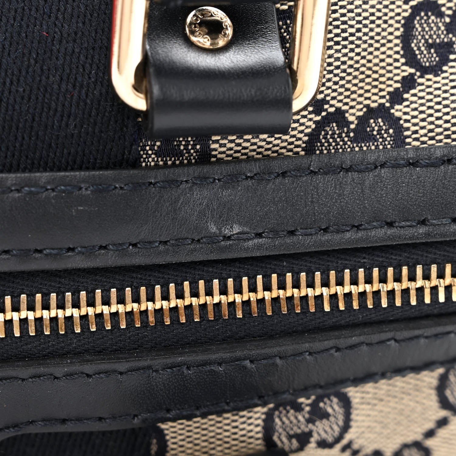 Gucci Monogram Selleria Calfskin Vintage Web Medium Boston Beige Blue 12 of 13