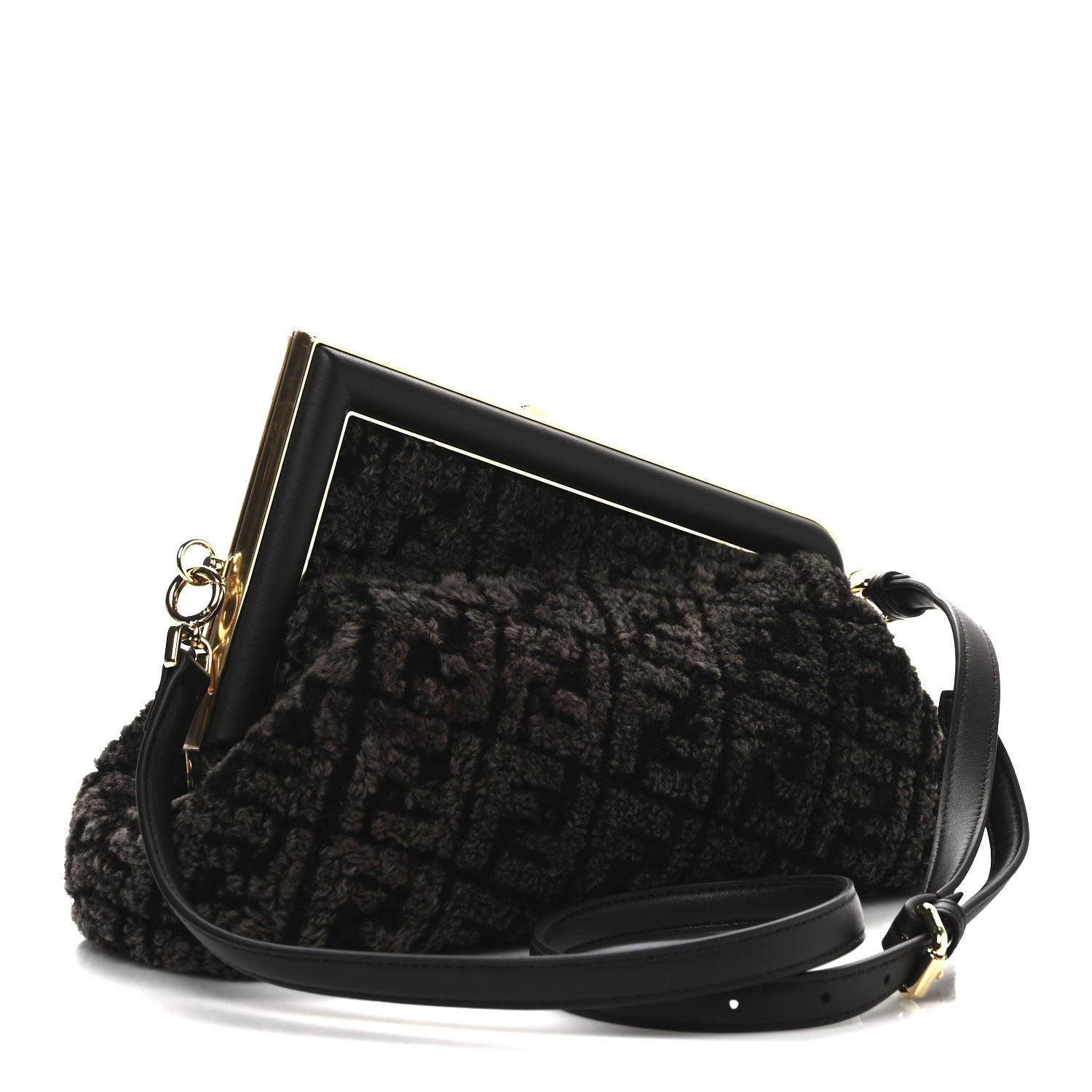 Fendi Shearling Shiny Nappa FF Midi Fendi First Real Ebano 3 of 13