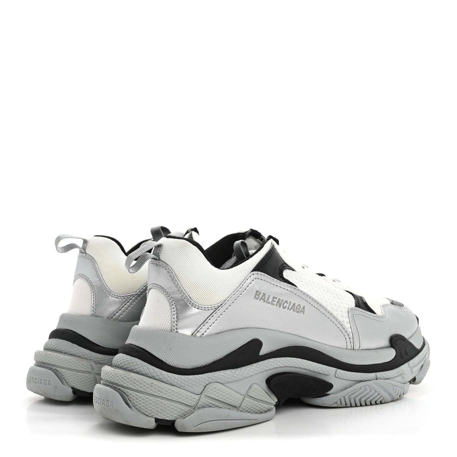 Balenciaga Metallic Fabric Mesh Mens Triple S Sneakers 10 Grey Dark Grey Black 5 of 19