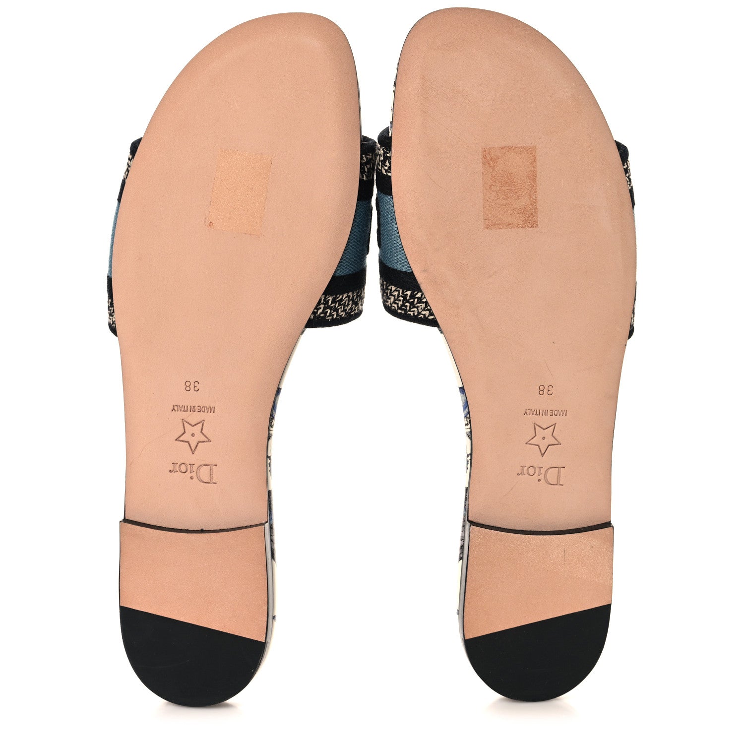 Christian Dior Canvas Embroidered Butterfly Dway Mules Slide Sandals 38 White Blue 6 of 9