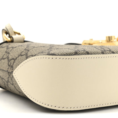 Gucci GG Supreme Monogram Calfskin Small Padlock Chain Shoulder Bag Beige Ebony Mystic White 10 of 11